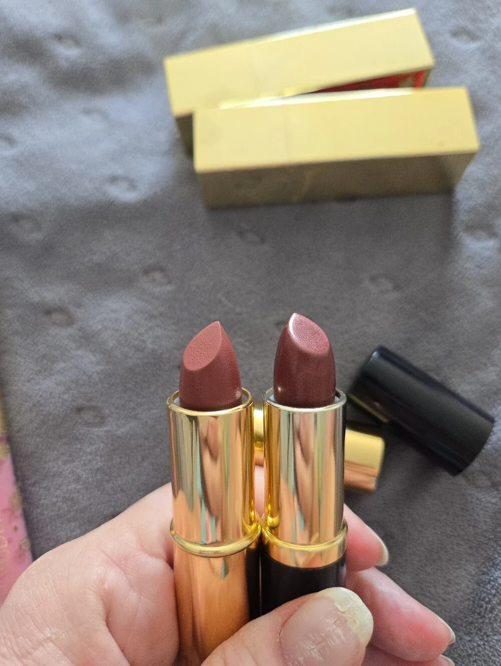 Estee Lauder Pink Lip Gloss with Gold-Accented Lipstick Set